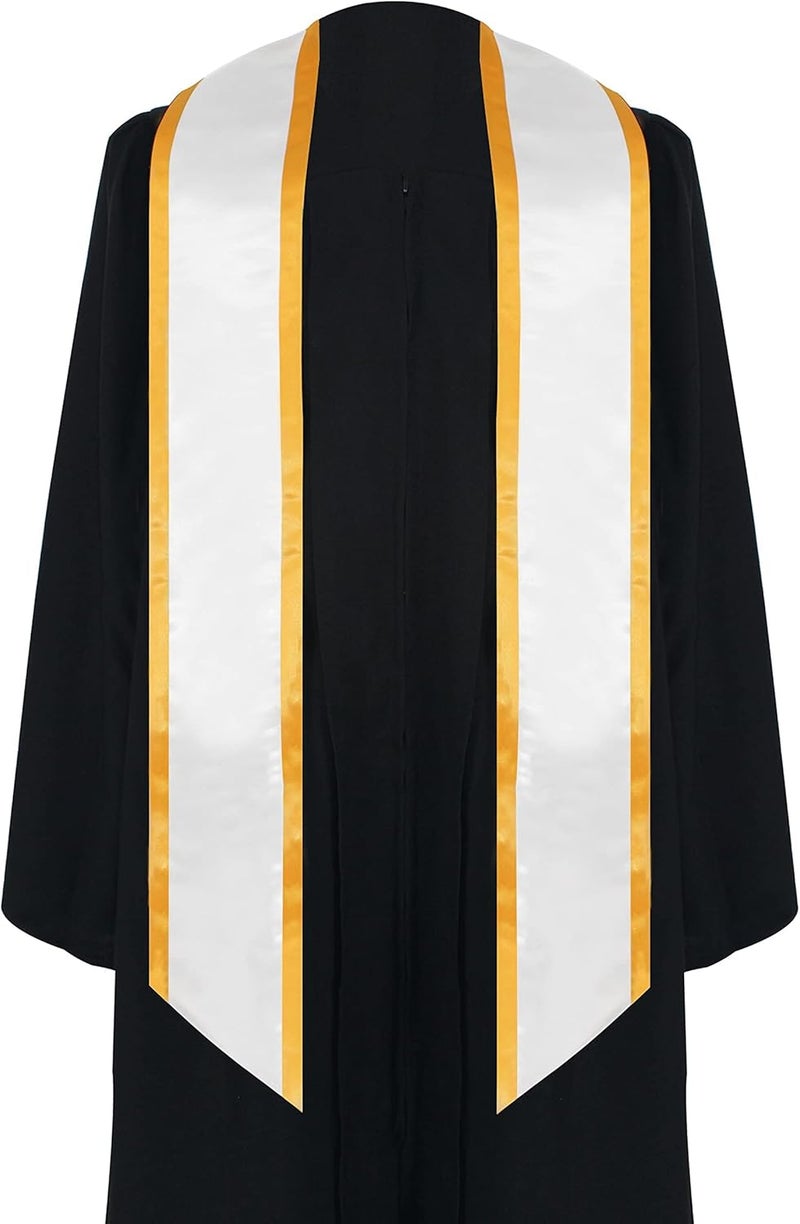 SAMDEEMI Adult Plain Graduation Honor Stole Sash Angled End With Trim 72" Long - Image 1